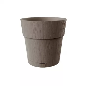 Vaso de flores com prato STEFANPLAST Ethica, 25x25 cm, castanho, 8,5 L, plástico reciclado