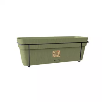 Conjunto de varanda STEFANPLAST com sistema de rega automática e suporte metálico 50x18x17 cm verde