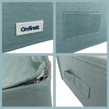 Caixa de arrumação retangular com fecho de correr ORDINETT 42x32x14 cm menta