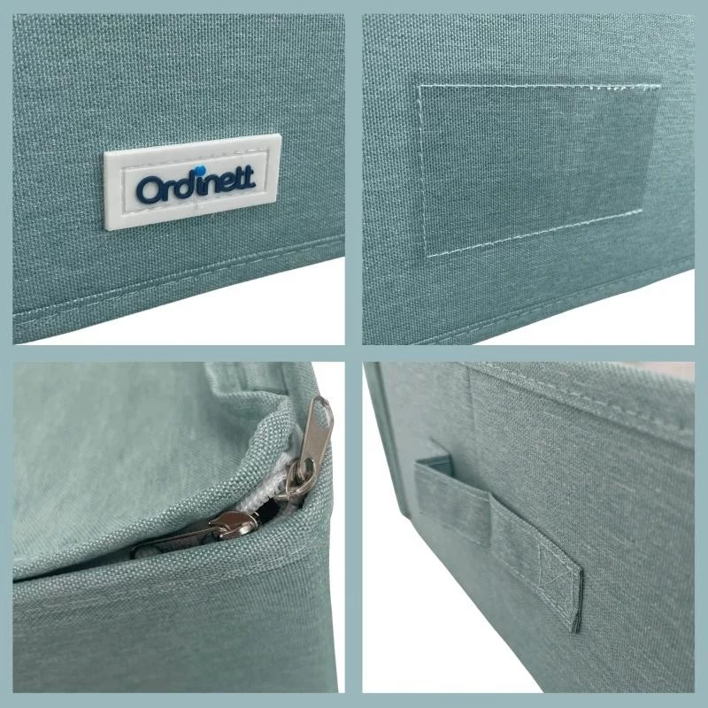 Caixa de arrumação retangular com fecho de correr ORDINETT 42x32x14 cm menta