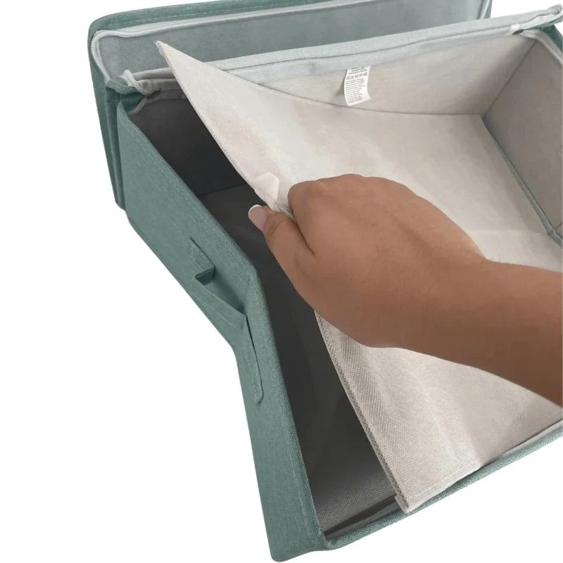 Caixa de arrumação retangular com fecho de correr ORDINETT 42x32x14 cm menta