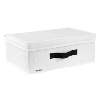 Cesto de arrumação retangular ORDINETT 36x26x14 cm algodão cinzento