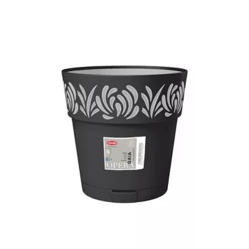 STEFANPLAST Gaia vaso com prato Ø25x25cm preto