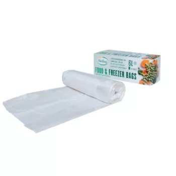 BioBag sacos de congelação compostáveis para alimentos 6L, 20 sacos perfurados por rolo, 24 x 50 cm, 18 mícrones, transparente