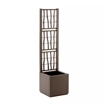 STEFANPLAST Ethica floreira quadrada com treliça integrada 36x36x140 cm castanho