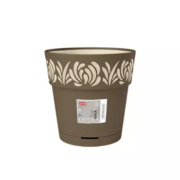 STEFANPLAST Gaia vaso redondo com prato, castanho, Ø25 x 25 cm