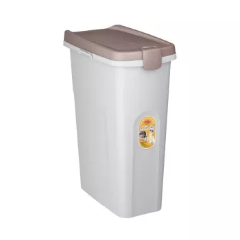 STEFANPLAST Recipiente de armazenamento de alimentos para animais com rodas 40L 15kg Branco/Cinzento-claro