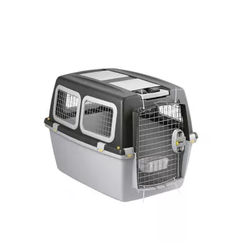 STEFANPLAST Transportadora Gulliver 5 Plus para cães de médio a grande porte, 81x61x60 cm, Cinzento-escuro/Cinzento-claro