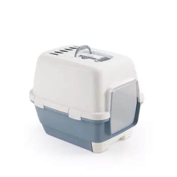 STEFANPLAST Caixa de areia para gatos fechada Cathy Clever & Smart 58x45x48cm branco/azul