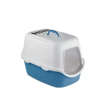STEFANPLAST Cathy caixa de areia fechada para gatos com filtro 56x40x40 cm branco/azul