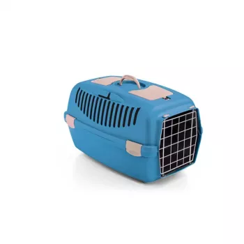 STEFANPLAST Gulliver 2 caixa de transporte para animais de estimação com porta metálica 55x36x35 cm azul