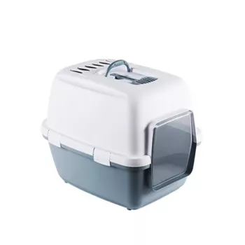 STEFANPLAST Cathy Comfort caixa de areia para gatos com tampa 58x45x48 cm branco/azul