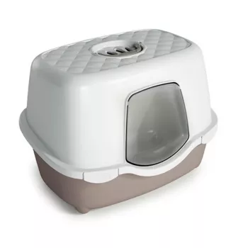 STEFANPLAST caixa de areia para gatos Tres Chic Indoor com filtro, 56x39x39 cm, branco/cinzento-claro