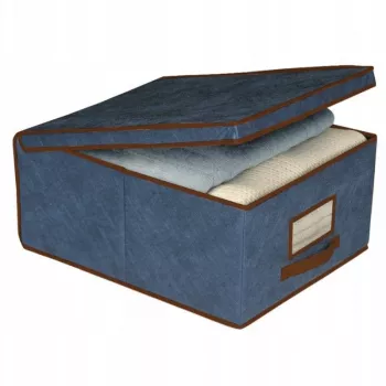ORDINETT caixa de arrumação dobrável de tecido 50 x 40 x 25 cm azul