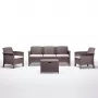 BICA conjunto de mobiliário de jardim Venezia 3 bege - lounge exterior para 5 lugares com estrutura de alumínio, corda entrançada e mesa de vidro temperado
