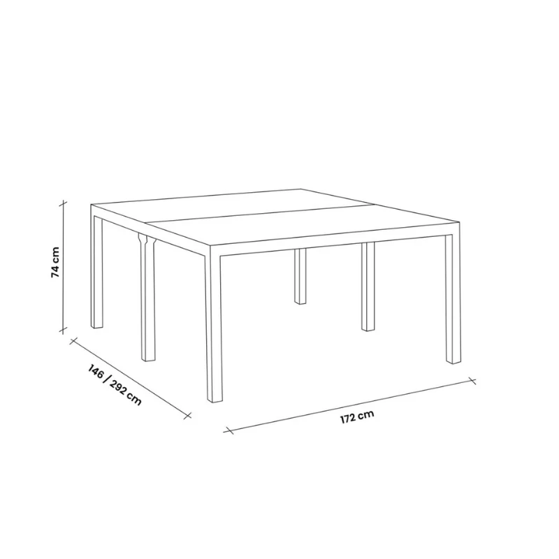 BICA Mesa de jardim King mesa de refeição dupla preta