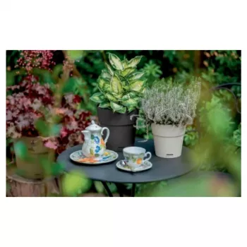 STEFANPLAST Vaso redondo Ethica com prato, castanho, 40x39 cm, 25 L