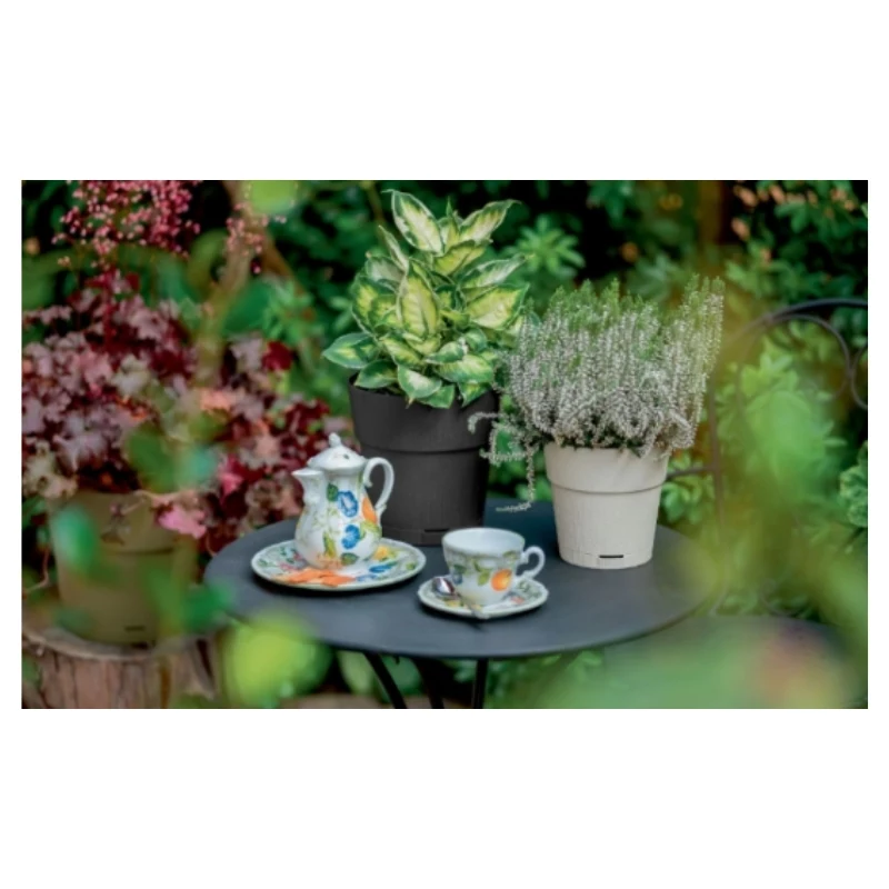 STEFANPLAST Vaso redondo Ethica com prato, castanho, 40x39 cm, 25 L