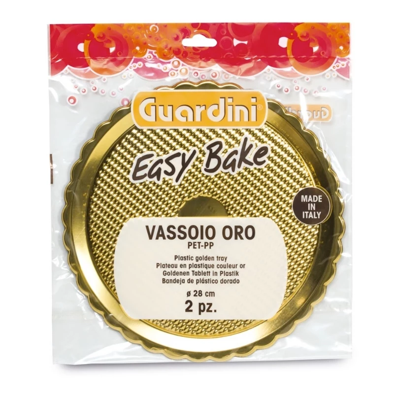 GUARDINI Easy Bake Tabuleiros de plástico dourado, conjunto de 2 Ø28cm