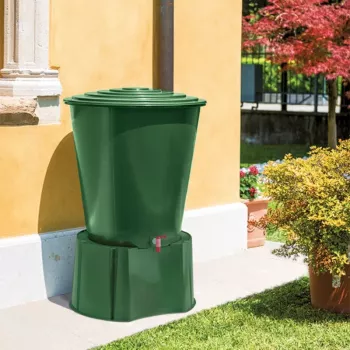 STEFANPLAST Depósito de água da chuva 210L com tampa e torneira Ø76,5x84cm Verde