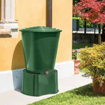 STEFANPLAST Depósito de água da chuva 500L com tampa e torneira Ø100x85cm Verde