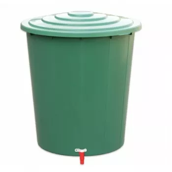Depósito de água da chuva STEFANPLAST 310L com tampa e torneira, verde, Ø80x97cm