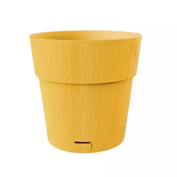 Vaso de flores redondo STEFANPLAST Ethica com prato, 25 cm, amarelo mostarda