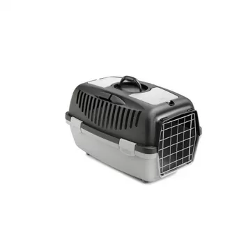 Transportadora STEFANPLAST Gulliver 2 com porta de metal 55x36x35 cm cinzento-escuro/cinzento-claro