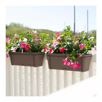 Conjunto de varanda STEFANPLAST com sistema de rega automática e suporte de metal 50x18x17cm castanho