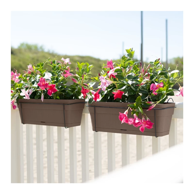 Conjunto de varanda STEFANPLAST com sistema de rega automática e suporte de metal 50x18x17cm castanho
