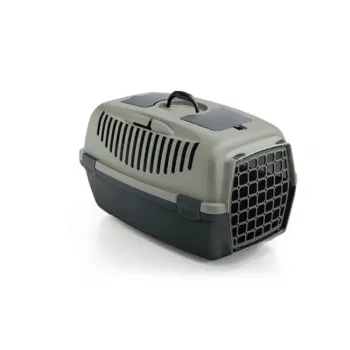 Transportadora para animais STEFANPLAST Gulliver 3 com porta de plástico 61x40x38 cm cinzento/verde