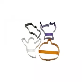 Conjunto de 4 caixas de biscoitos GUARDINI Halloween, 10 x 2 cm, caixas redondas de biscoitos em folha de flandres