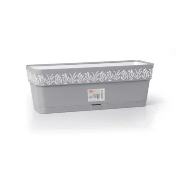 Jardineira com prato STEFANPLAST Gaia 50x18x17 cm cinzento
