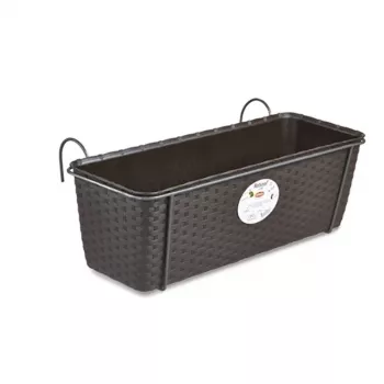 Jardineira de varanda STEFANPLAST com suporte de metal castanho 50x18x16 cm