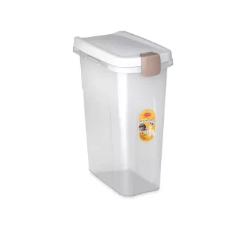 Recipiente para armazenamento de ração STEFANPLAST 25L 10kg transparente/branco