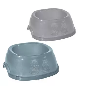 Comedouro Break 4 STEFANPLAST para animais, 2L, 28x28x10 cm, antiderrapante, sortido cinzento/azul
