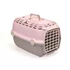 Transportadora Horizon 1 STEFANPLAST com porta de plástico 48x32x30cm rosa/cinzento