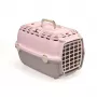 Transportadora Horizon 1 STEFANPLAST com porta de plástico 48x32x30cm rosa/cinzento