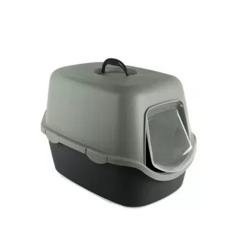 Caixa de areia para gatos Cathy STEFANPLAST com tampa 56x40x40 cm cinzento/verde