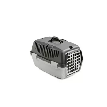 Caixa de transporte STEFANPLAST Gulliver 1 com porta de plástico 48x32x31cm cinzento-escuro/cinzento-claro
