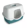 Caixa de areia para gatos STEFANPLAST Tres Chic com tampa e filtro de carvão ativo, branco/verde, 56x39x39 cm