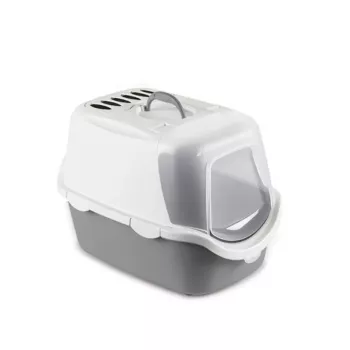 Caixa de areia para gatos com tampa STEFANPLAST Cathy Easy Clean 56x40x40cm branco/cinzento