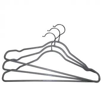 Cabides antiderrapantes ORDINETT 3 peças em aço revestido a vinil, prateado, 42 cm