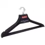 Cabides de madeira SAUBER, pack de 3, superfície escura, gancho giratório 360°, barra para calças