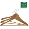 Cabides de madeira ORDINETT, conjunto de 6, madeira de faia, 44,5 cm, superfície natural, ganchos giratórios