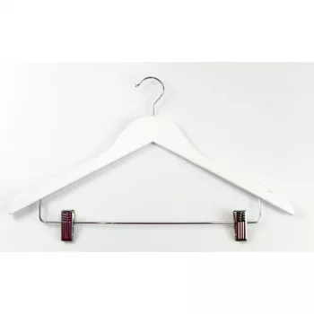 Cabides de madeira ORDINETT com molas, pack de 2, branco, 44,5 cm