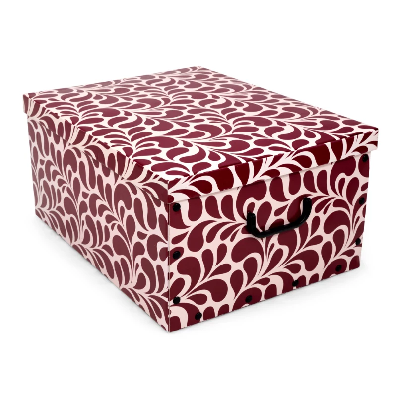 ORDINETT Caixa de cartão 49x39x25cm Big Box Goccia sortida, Azul/Cinzento-claro/Bordô