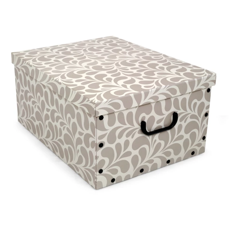 ORDINETT Caixa de cartão 49x39x25cm Big Box Goccia sortida, Azul/Cinzento-claro/Bordô
