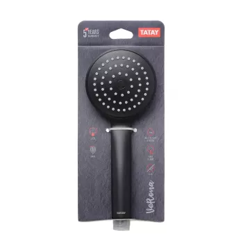 Chuveiro de mão TATAY Verona Ø10cm, 1 tipo de jato, preto mate