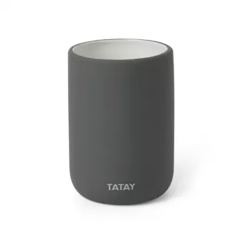 Porta-escovas de dentes TATAY Tube, cerâmica, cinzento antracite, capacidade para 4 escovas de dentes